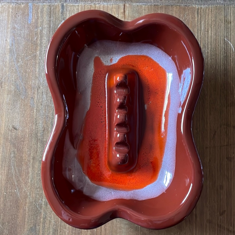🌎 Mid Century Modern Ashtray Fire Brown Vintage #1703 USA (8)